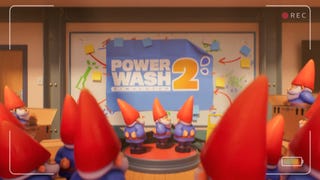 PowerWash Simulator 2 logo, surrounded by gnomes.