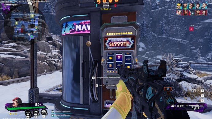 A slot machine inside the base of a Fragpunk match.