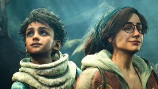 Monster Hunter Wilds screenshot showing close up of young boy and woman with glasses