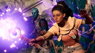 avowed key art showing a character shooting off magic