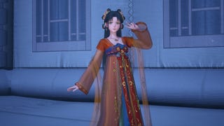 Nikki posing on the Cloud Top Balloon in Infinity Nikki.