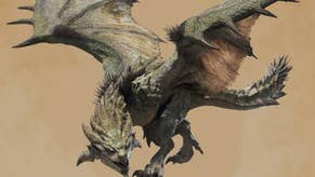 Rathian from Monster Hunter Wilds on a beige background.