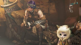 monster hunter wilds low rank hunter with palico in tent