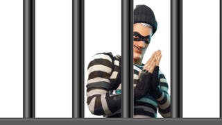 A Fortnite thief skin behind bars.